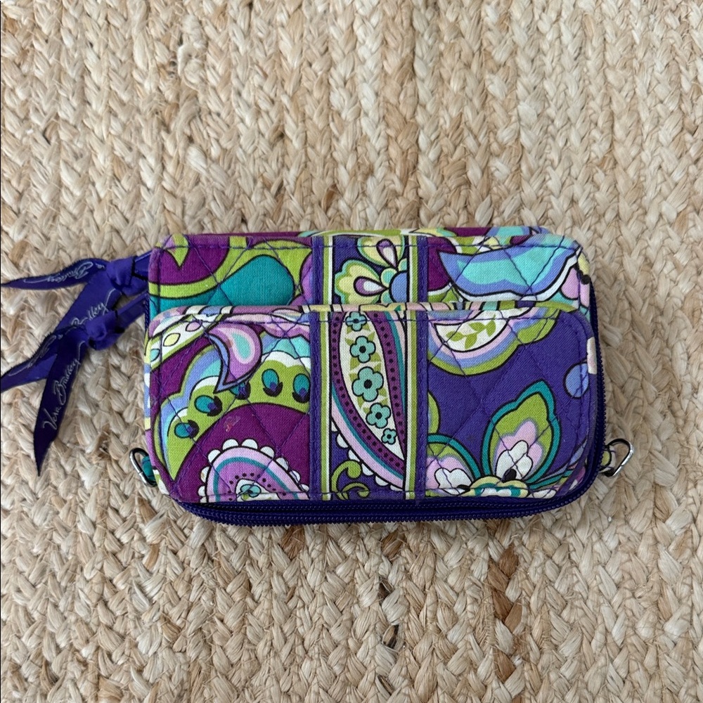 Vera Bradley Purple and Green Patterned Clutch